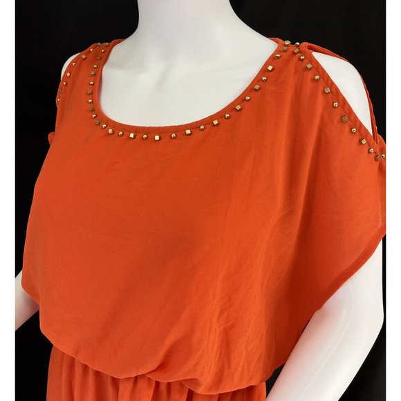 womens summer dress, size small by CHARMING CHARLIE, orange/gold, mini - Picture 9 of 12